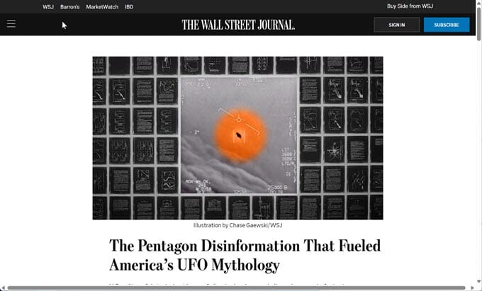 Har du fulgt bare en lille smule med i, hvad der sker i det amerikanske ufo-land, kan du næppe have undgået at høre om to 2 artikler i Wall Street Journal, der blev bragt i løbet af juni måned.